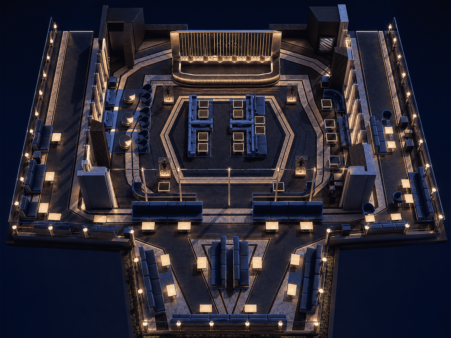 Ghostbar 55th floor table map and seating layout — PALMS Resort Las Vegas